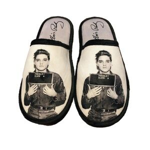 NWT Elvis Presley enlisted black bedroom slippers house shoes